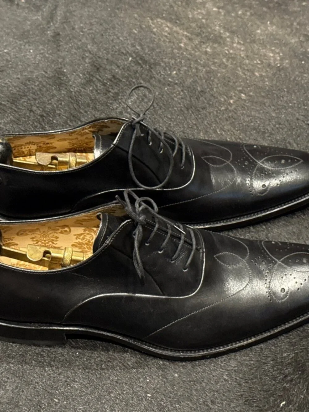 Loake Design Gunny Black Calf Leather Lace-Up Brogues Shoes 9.5D